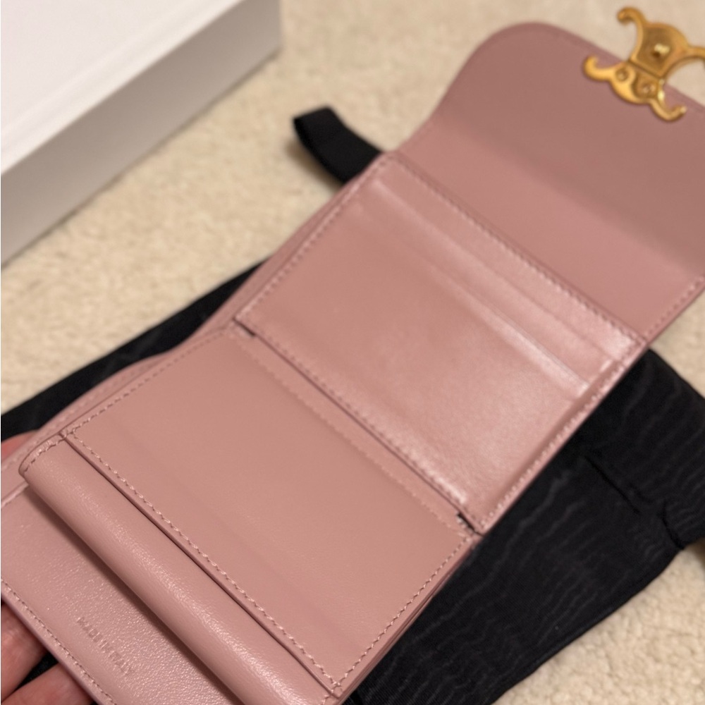 [CELINE] PINK TRIOMPHE WALLET with Gold Accent - Picture 5 of 10
